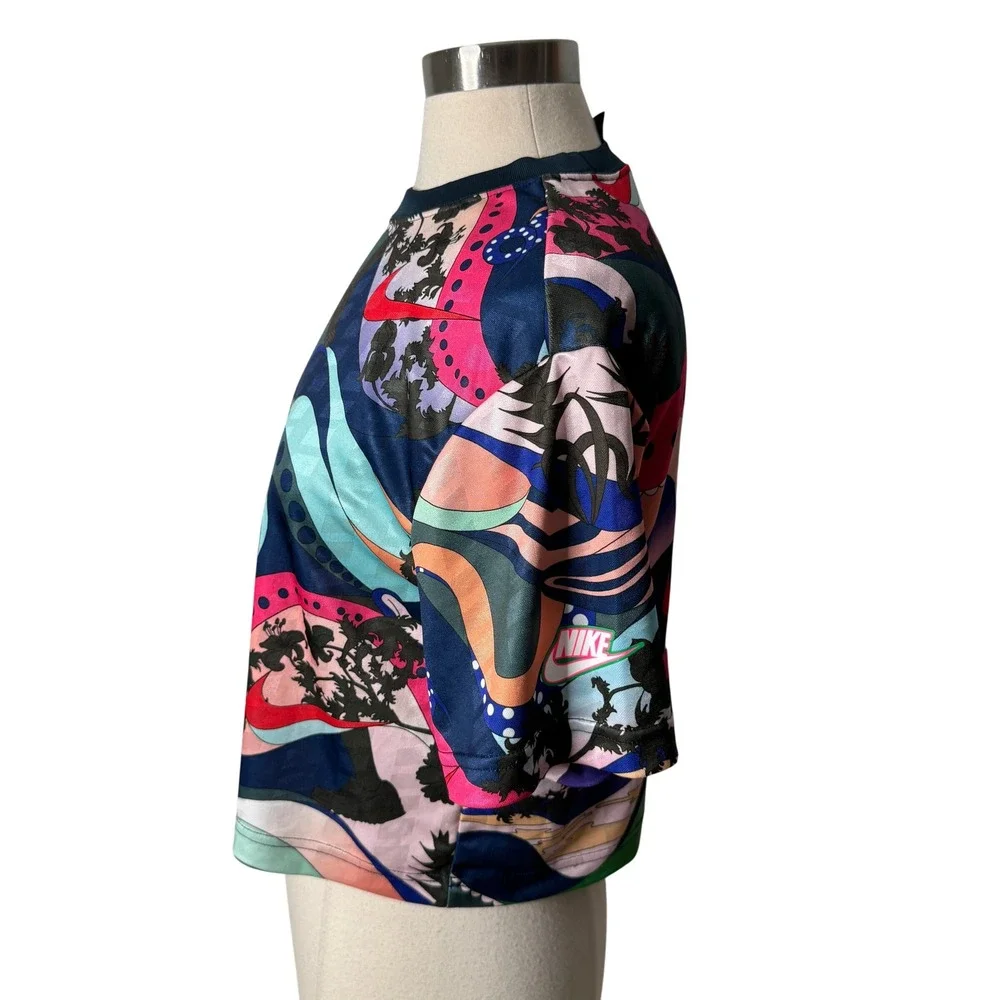 Nike Sportswear Clash Allover Print Top Multicolor Short Sleeve Womens XS